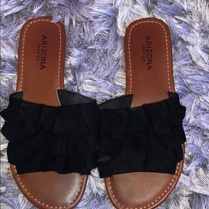 Black Ruffle Sandals